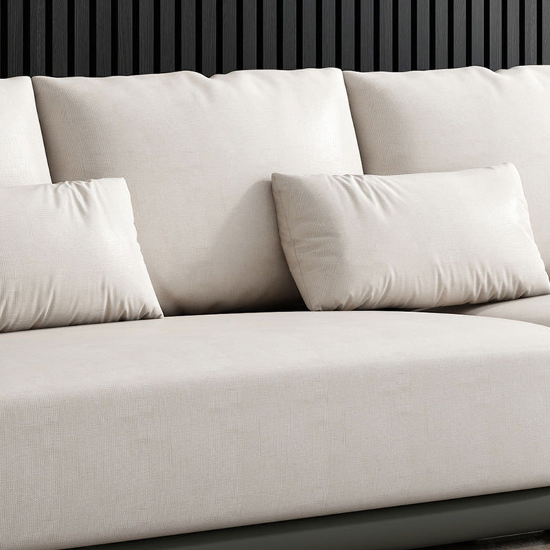 Faux Leather Sectional/Sofa with Pillow Back and Square Arms