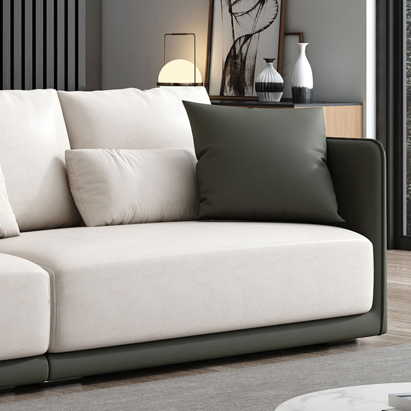 Faux Leather Sectional/Sofa with Pillow Back and Square Arms