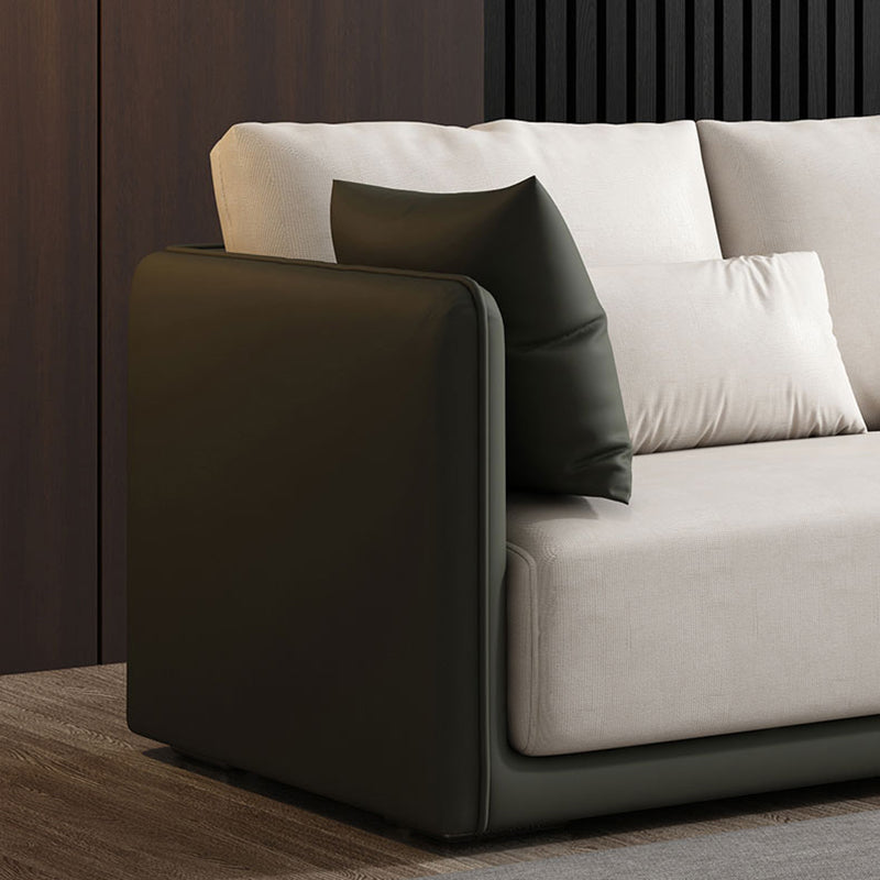 Faux Leather Sectional/Sofa with Pillow Back and Square Arms