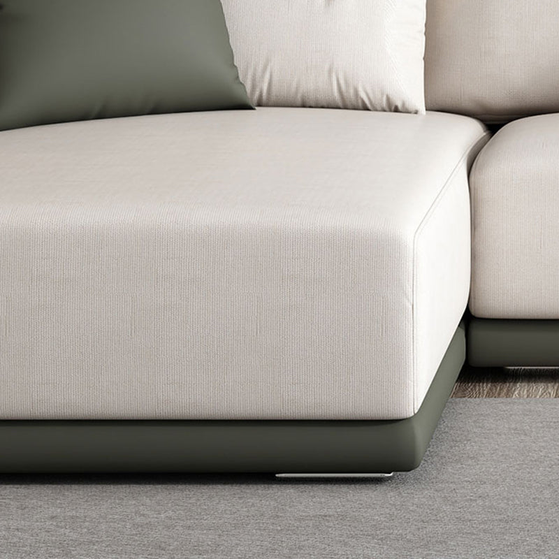 Faux Leather Sectional/Sofa with Pillow Back and Square Arms