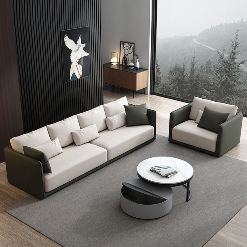 Faux Leather Sectional/Sofa with Pillow Back and Square Arms