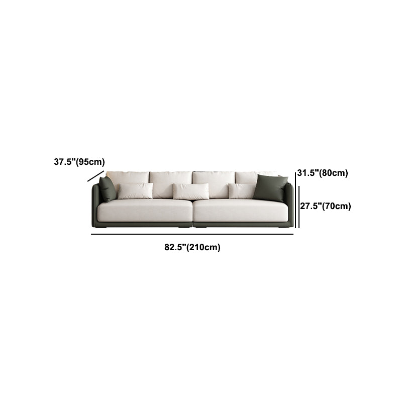 Faux Leather Sectional/Sofa with Pillow Back and Square Arms