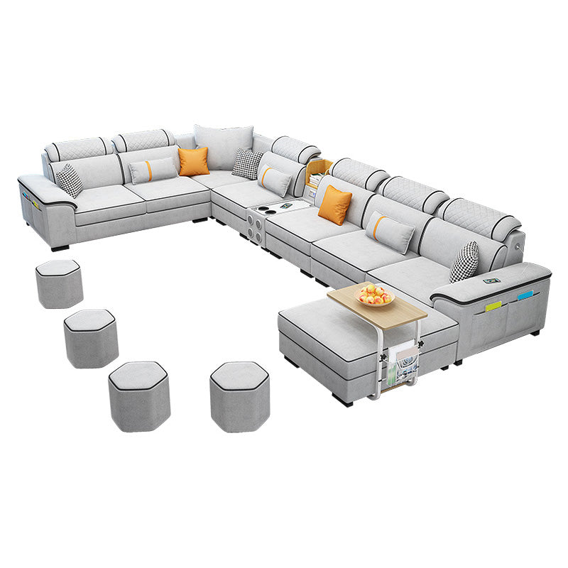U-Shaped Velvet and Faux Leather Modular Furniture Sectionals for 7 People