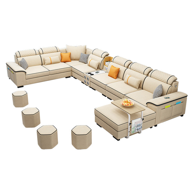 U-Shaped Velvet and Faux Leather Modular Furniture Sectionals for 7 People