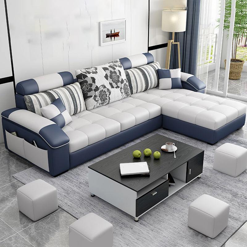 Faux Leather and Cotton Blend Sectional Couch for 3/4 People