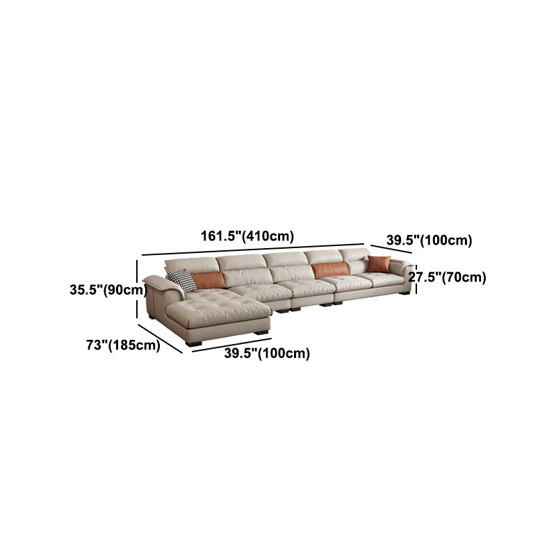 Contemporary Leather and Velvet Tufted Sectional Couch for Living Room