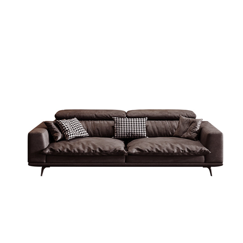 Square Arm Dark Brown Removable Cushions Modern Stain-Resistant Sofa & Chaise