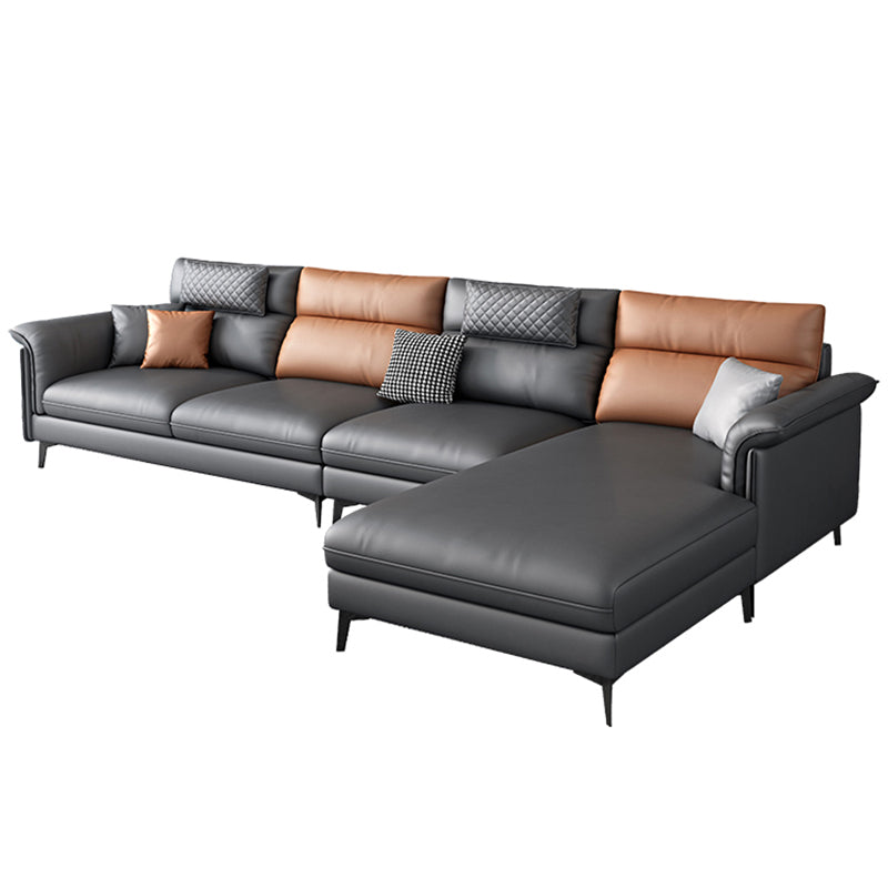 Pillow Top Arm Contemporary Back Settee Couch with Pillows in Gray