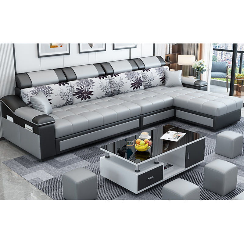 Contemporary Pillow Top Arm Reversible L-Shape Furniture Sectionals