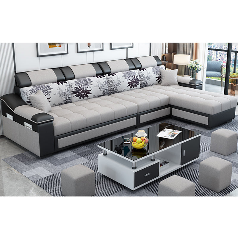 Contemporary Pillow Top Arm Reversible L-Shape Furniture Sectionals