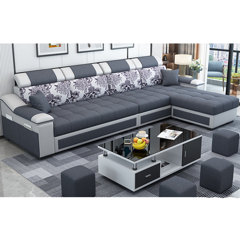 Contemporary Pillow Top Arm Reversible L-Shape Furniture Sectionals
