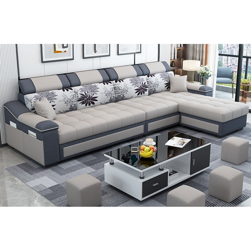 Contemporary Pillow Top Arm Reversible L-Shape Furniture Sectionals