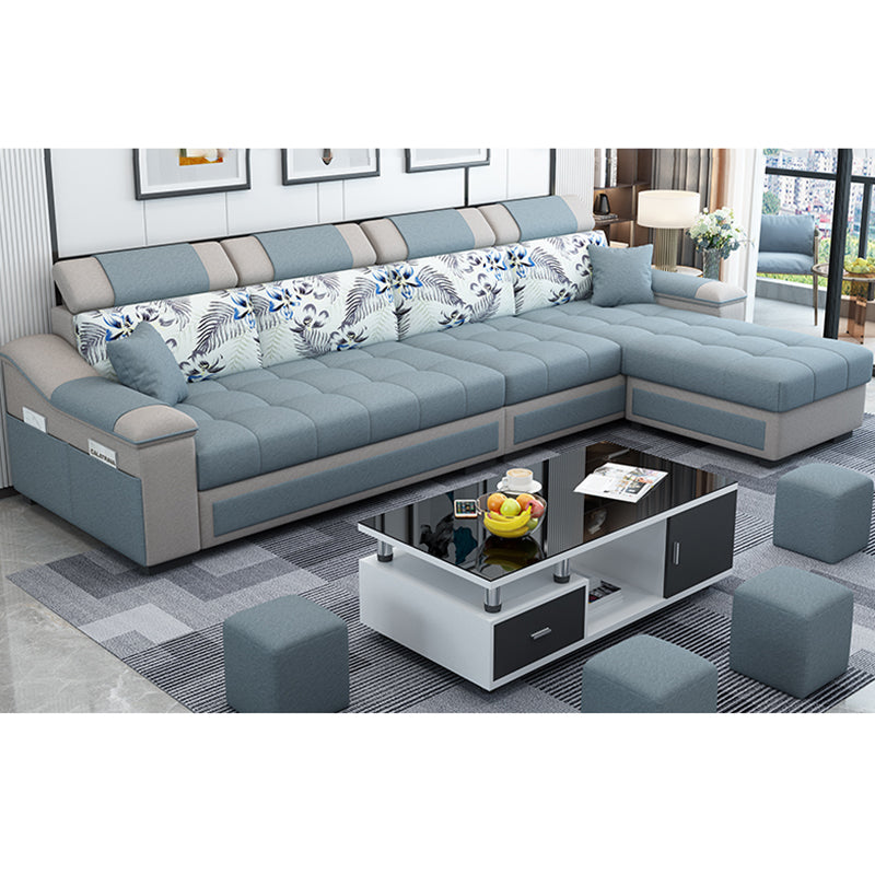 Contemporary Pillow Top Arm Reversible L-Shape Furniture Sectionals