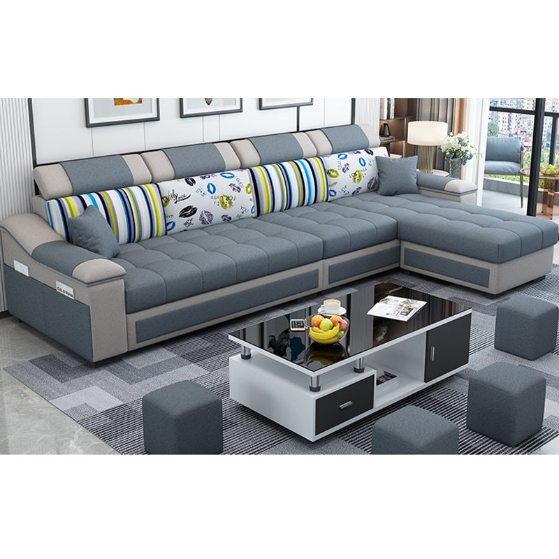 Contemporary Pillow Top Arm Reversible L-Shape Furniture Sectionals