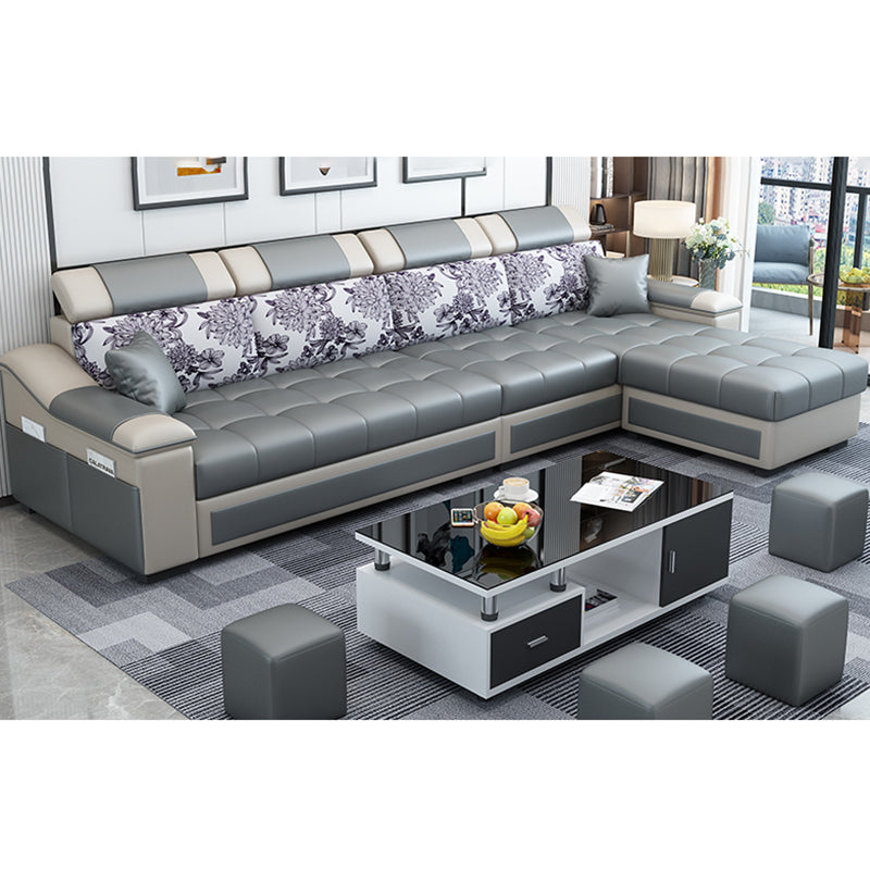 Contemporary Pillow Top Arm Reversible L-Shape Furniture Sectionals