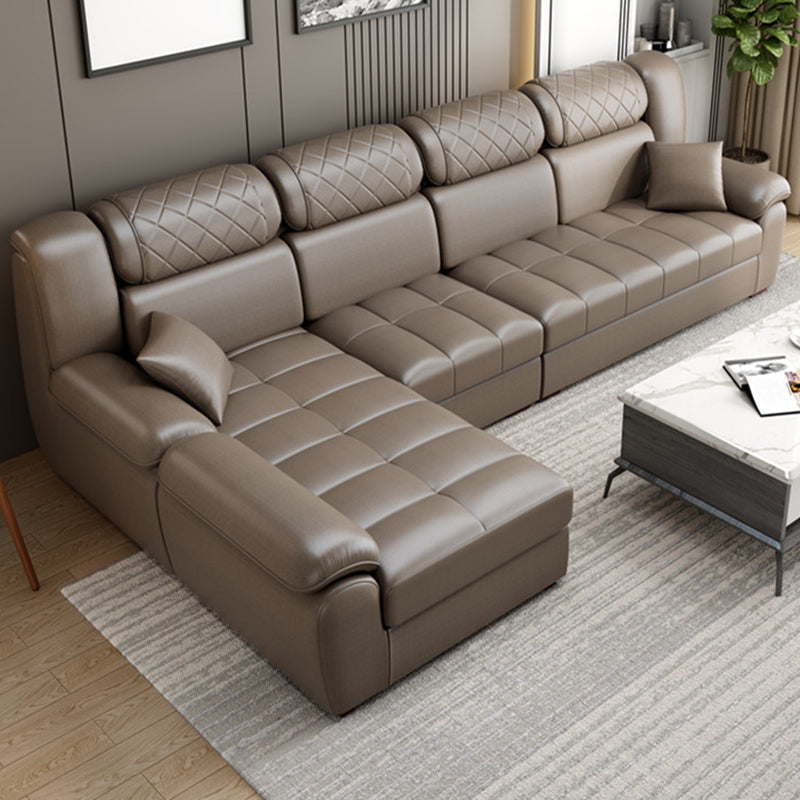 Cotton Blend and Faux Leather L-Shape Reversible Furniture Sectionals