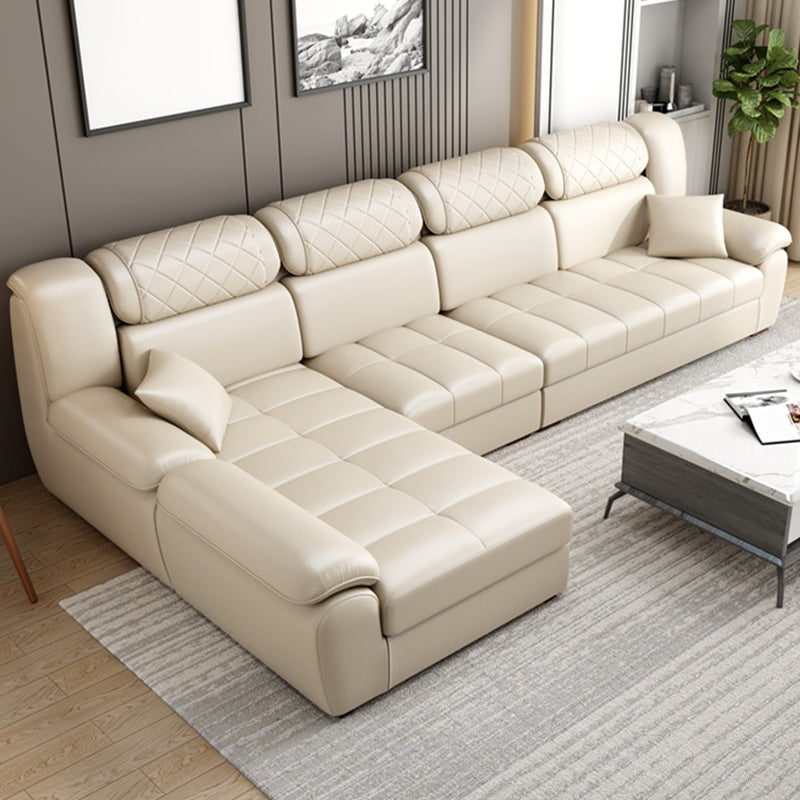 Cotton Blend and Faux Leather L-Shape Reversible Furniture Sectionals