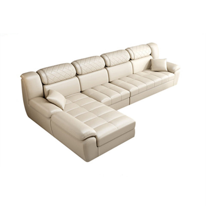 Cotton Blend and Faux Leather L-Shape Reversible Furniture Sectionals