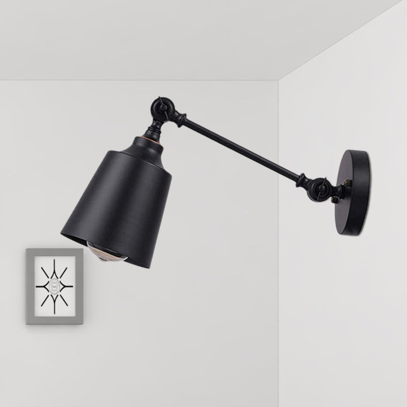 Iron Bell Wall Mount Sconce Industrial 1 Headside Plug-In Regrate Murn Lighting in Black with Swing Bras