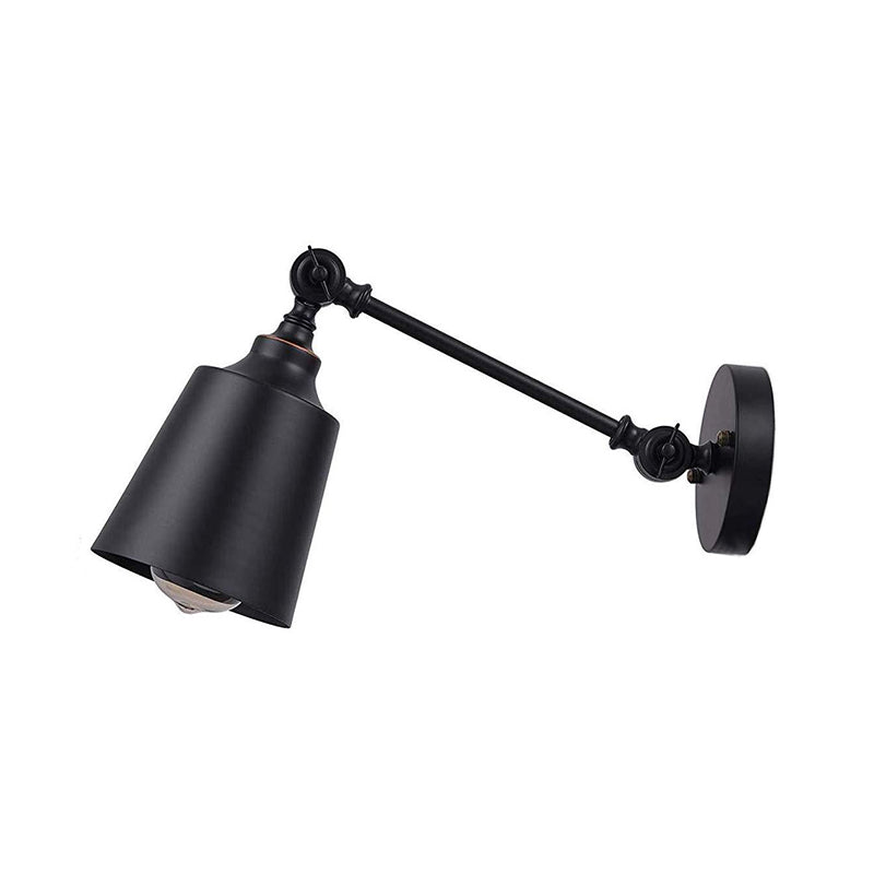 Iron Bell Wall Mount Sconce Industrial 1 Headside Plug-In Regrate Murn Lighting in Black with Swing Bras