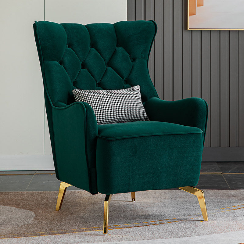 Bonded Leather Wingback Chair with Basic Four Legs and Tufted Back