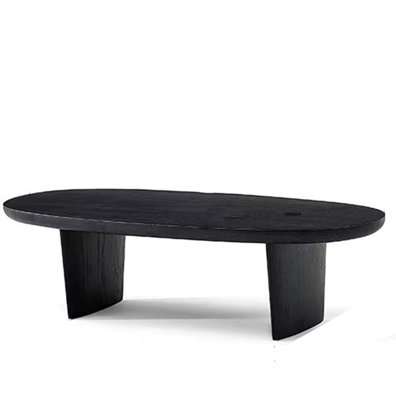 North European Oval Coffee Table Wood Cocktail Table in Black