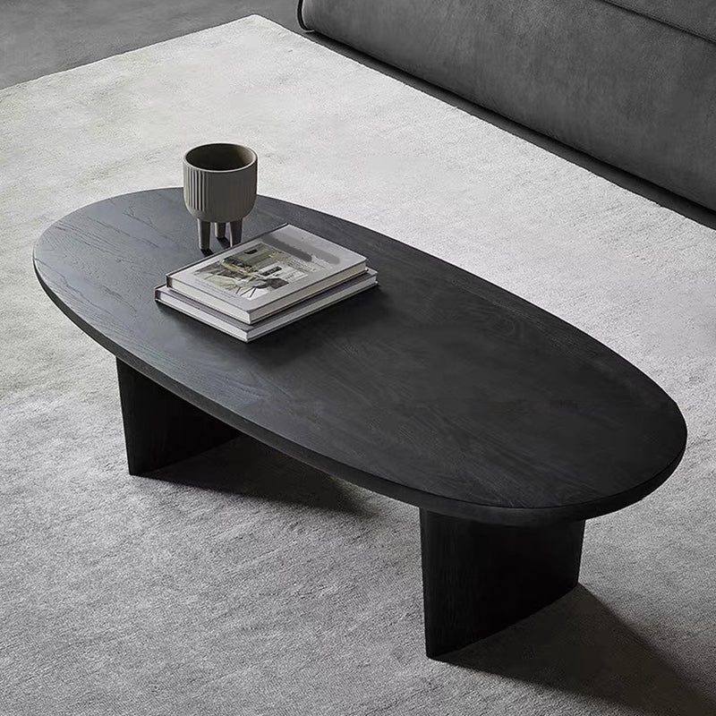 North European Oval Coffee Table Wood Cocktail Table in Black