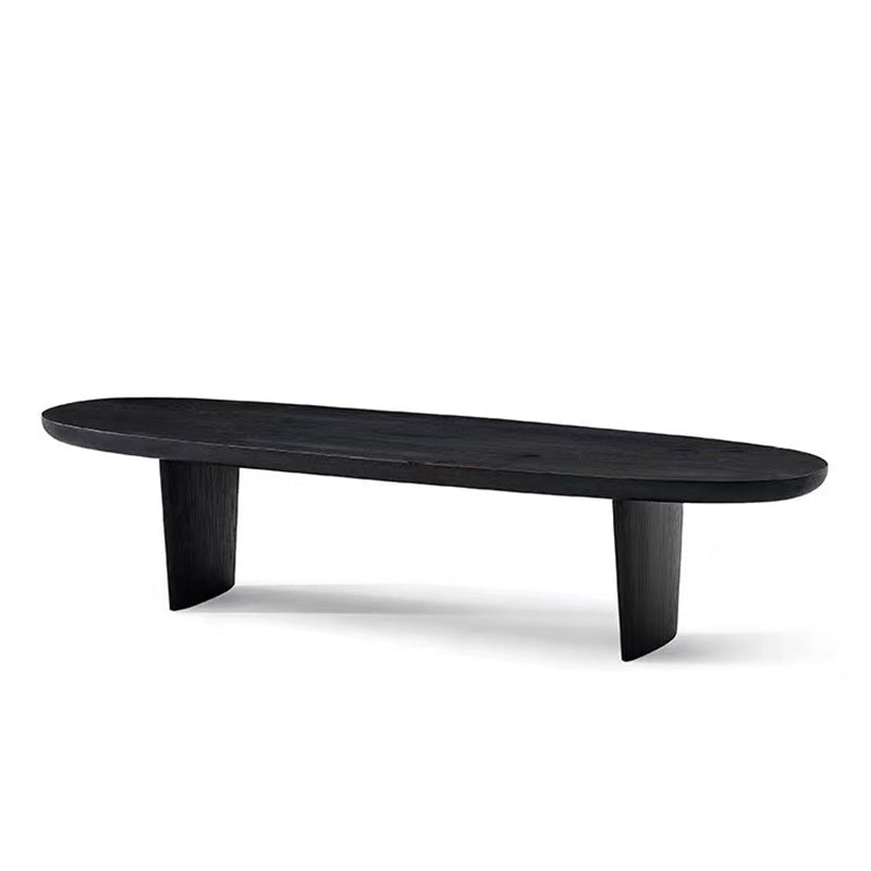 North European Oval Coffee Table Wood Cocktail Table in Black