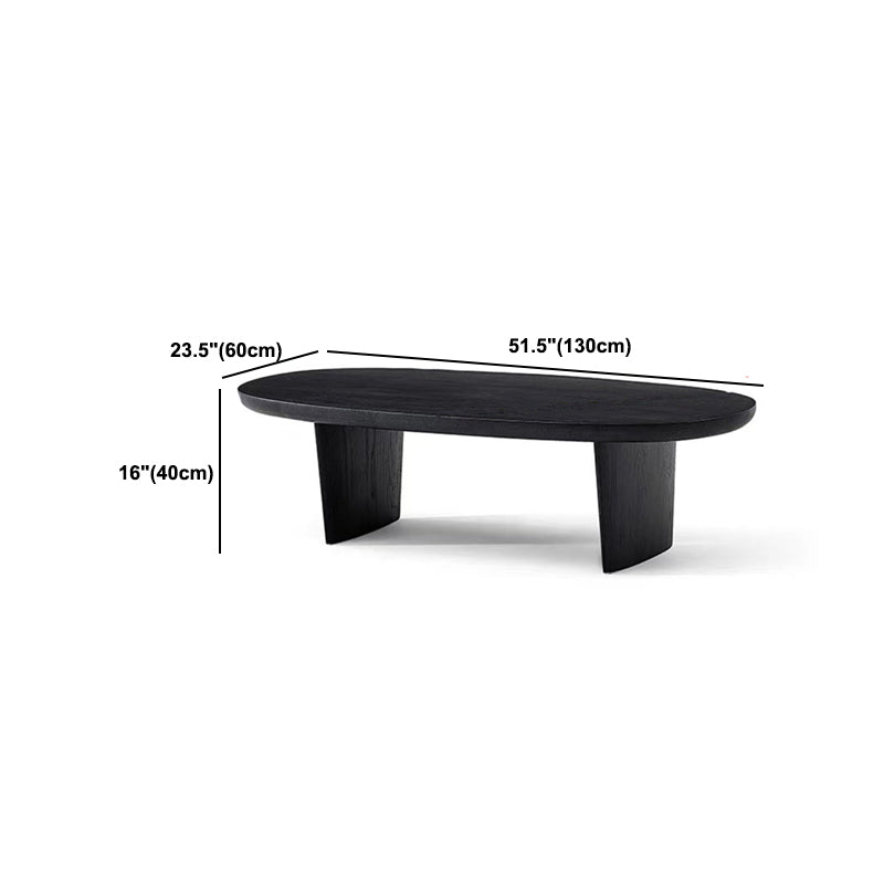 North European Oval Coffee Table Wood Cocktail Table in Black