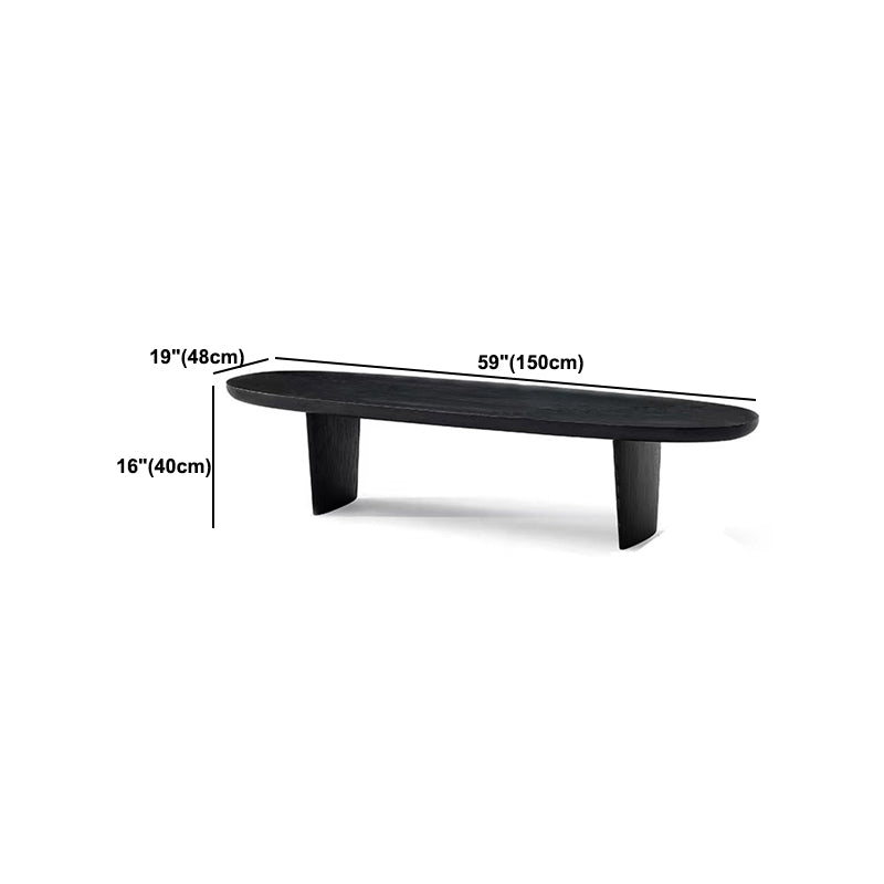 North European Oval Coffee Table Wood Cocktail Table in Black