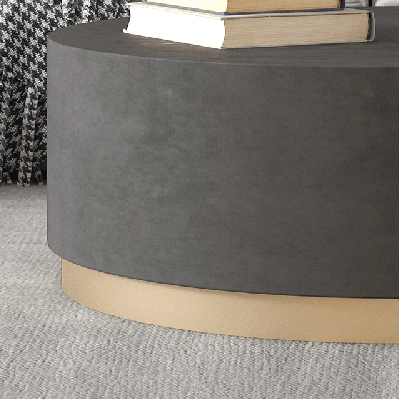 Mid-Century Modern Coffee Table Round Drum Coffee Table in Grey