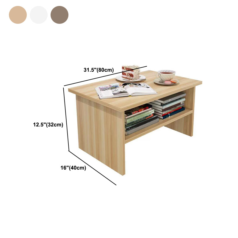 Modern 12.5"Tall Sled Rectangular Wooden Table Top Coffee Table