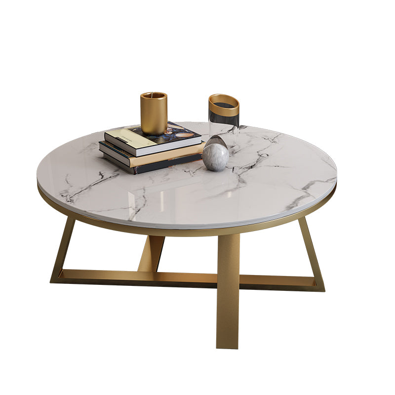 Cross Legs Coffee Table Round/Oval Cocktail Table with Gold/Black Legs