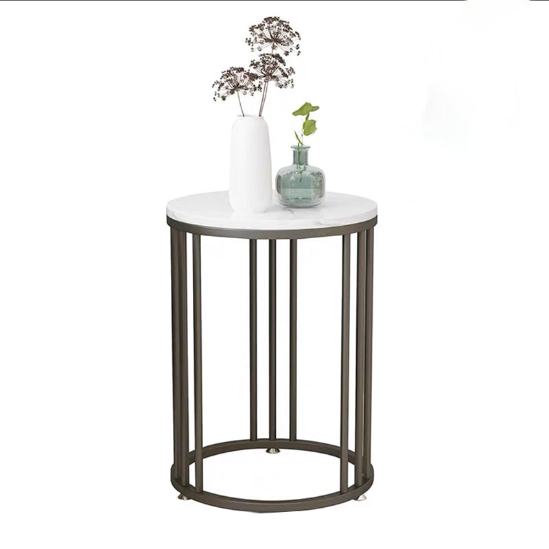 Frame Base Design Gold/ Black Metal Slate Top White Rectangular Side Table