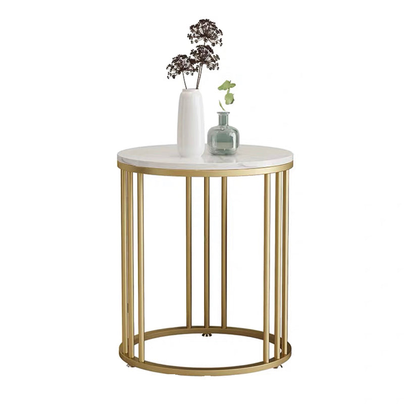 Frame Base Design Gold/ Black Metal Slate Top White Rectangular Side Table