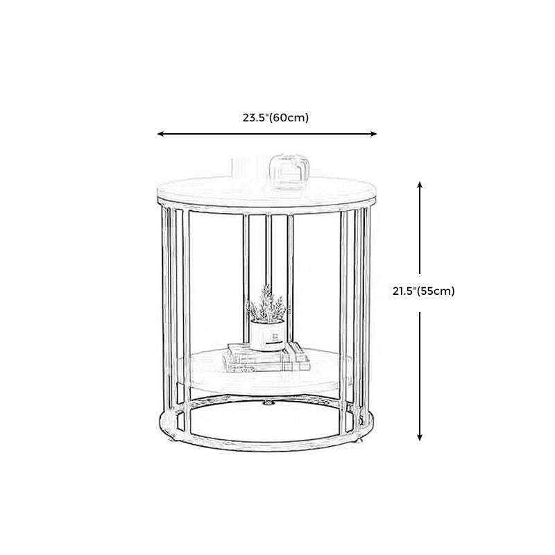 Frame Base Design Gold/ Black Metal Slate Top White Rectangular Side Table