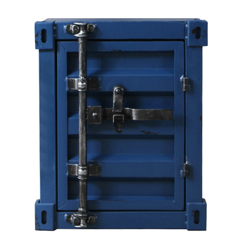 Industrial Rectangular Bedside Cabinet Metal Night Table with Storage