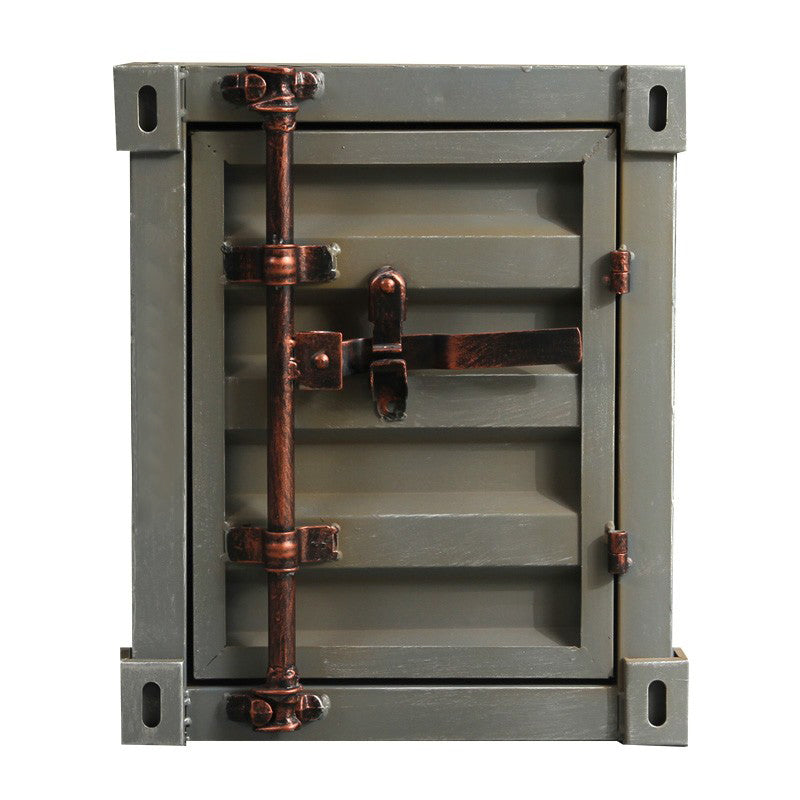 Industrial Rectangular Bedside Cabinet Metal Night Table with Storage