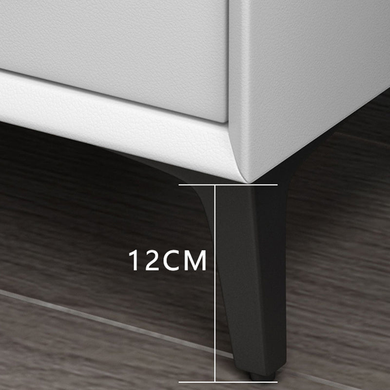 Leather Nightstand with 4 Black Legs Glam Night Table with Drawers