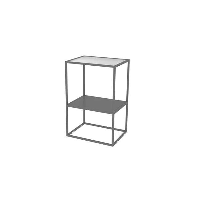 Contemporary Open Storage Nightstand  Metal Night Table with Shelves