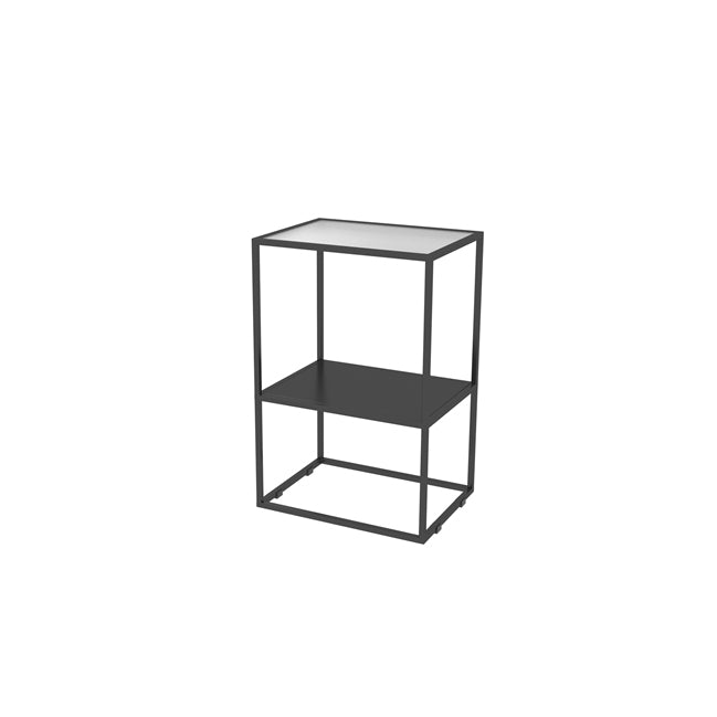 Contemporary Open Storage Nightstand  Metal Night Table with Shelves