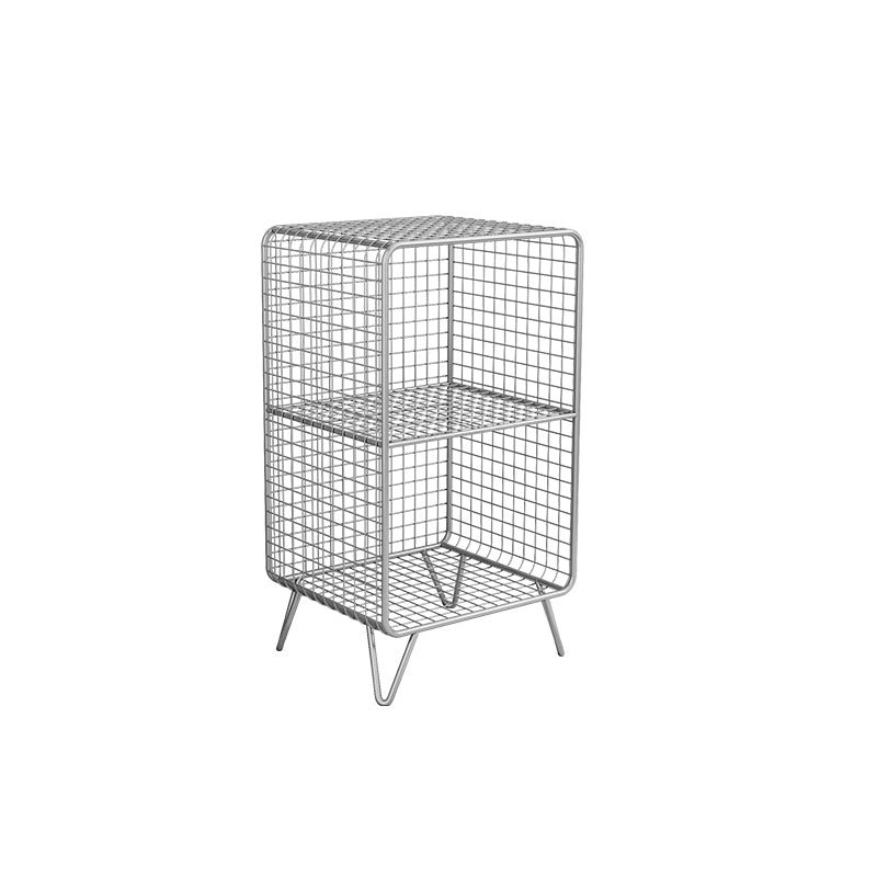 Metal Nightstand with Legs Glam Night Table with Shelves in Silver/Gold/Black