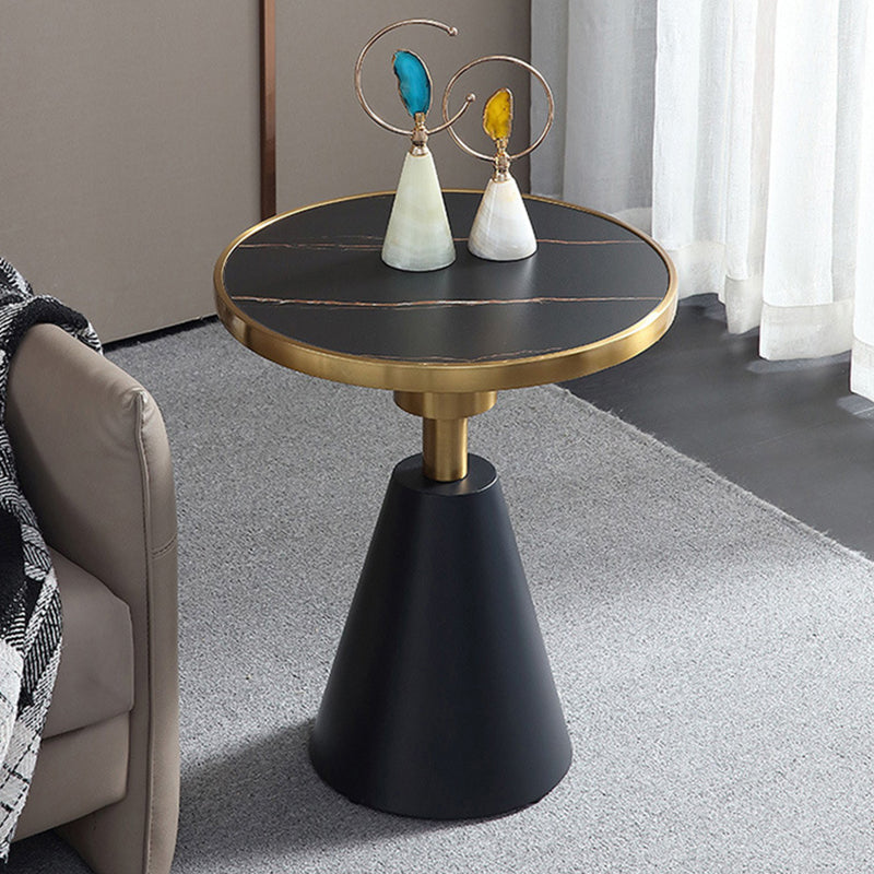Glam Glossy Marble/Stone Top End Table Stainless Steel Pedestal Sofa Side Table
