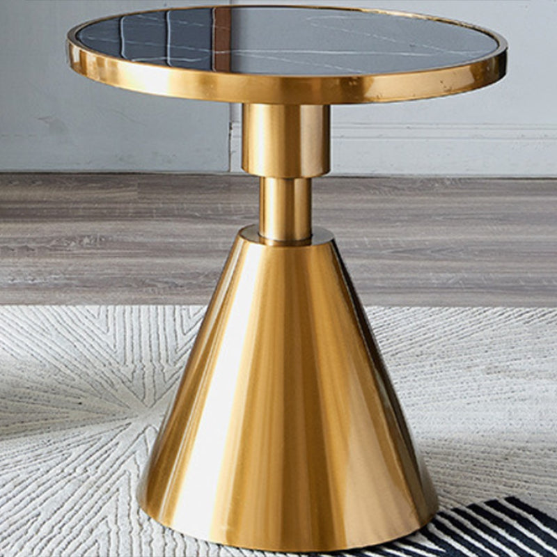 Glam Glossy Marble/Stone Top End Table Stainless Steel Pedestal Sofa Side Table