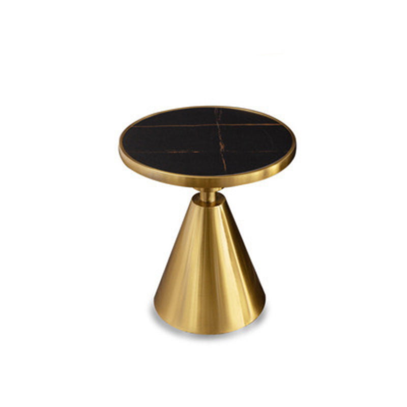 Glam Glossy Marble/Stone Top End Table Stainless Steel Pedestal Sofa Side Table