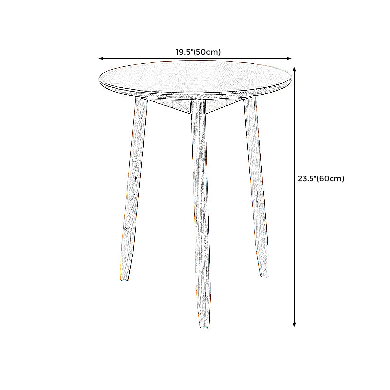 Round Wood Top End Table Tripod Sofa Side End Table in Natural/Brown