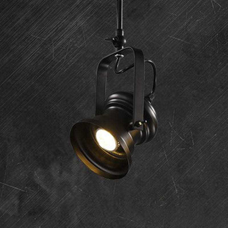 Industrial Style Camera Semi Flush Light Fixture 1-Light Metal Spotlight Flush Mount Lamp in Black with Handle