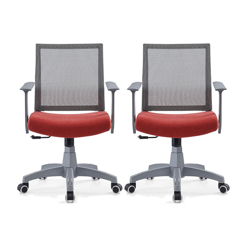 Mesh Mid Back Desk Chair Contemporary Fixed Arms Office Chair with Wheels