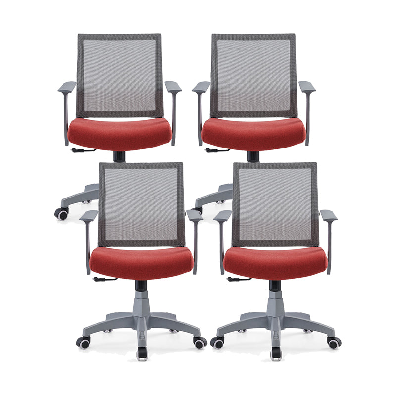 Mesh Mid Back Desk Chair Contemporary Fixed Arms Office Chair with Wheels