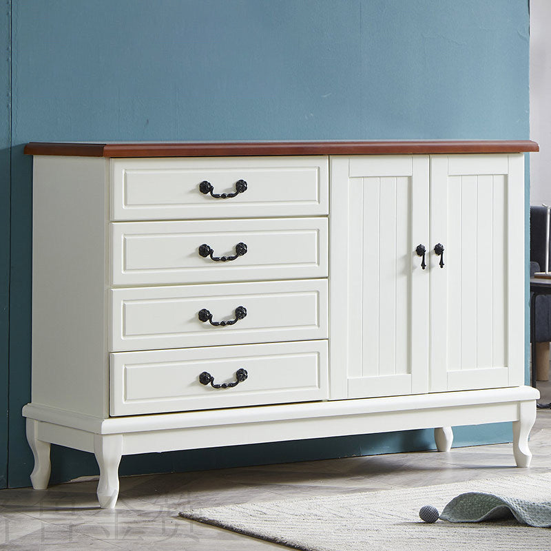 Traditional Style Storage Chest Wooden Combo Dresser in White and Brown